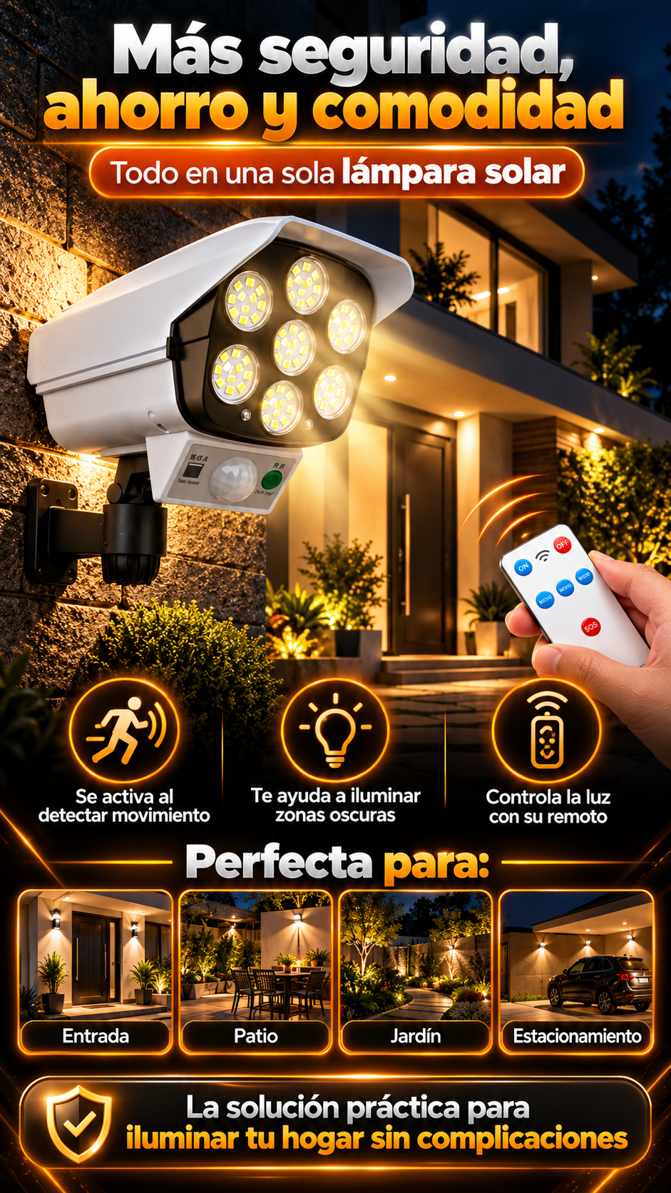 SolarGuard Pro™ - Foco solar tipo cámara